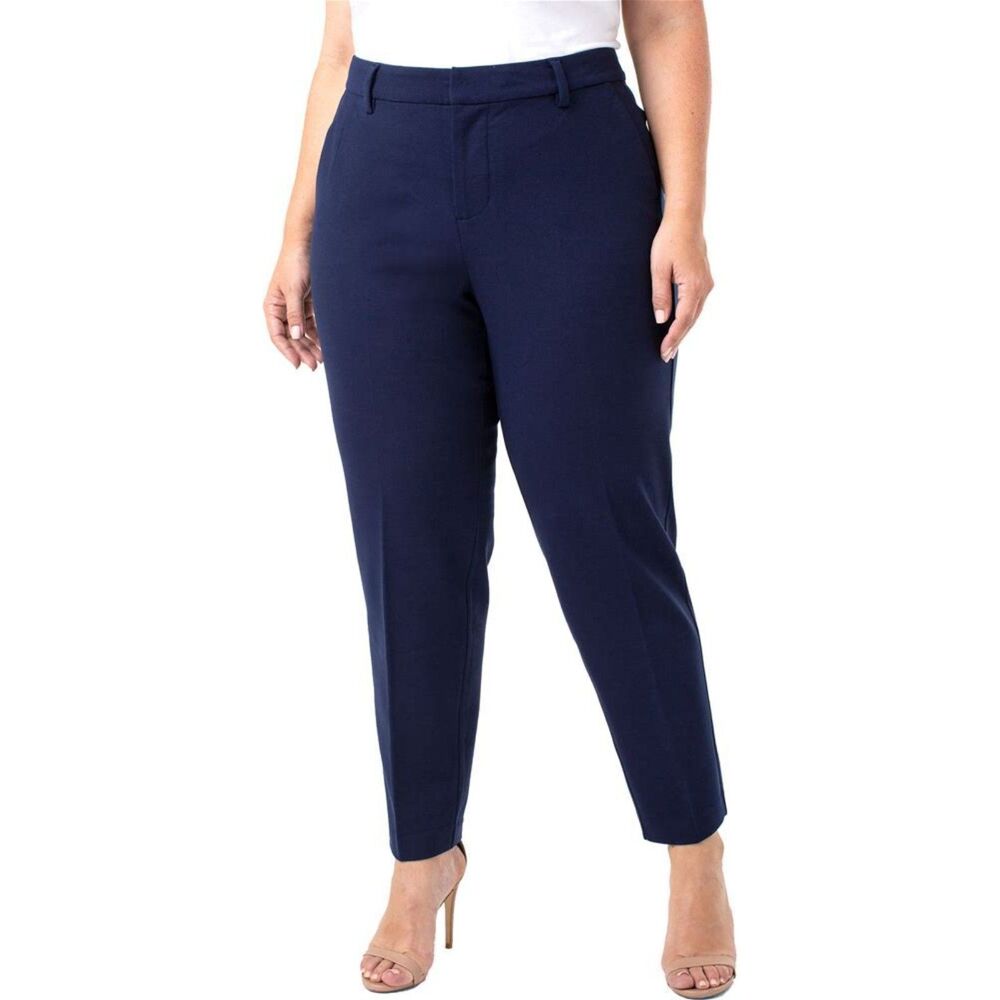Liverpool Los Angeles Plus Size Kelsey Ponte Knit Trousers Navy Diamonds 18W